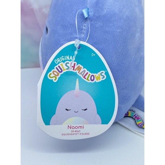 Squishmallow Kelly Toys 5” Naomi Narwhal # 2 Blue Rainbow Tummy NWT New Plush - Picture 3 of 4